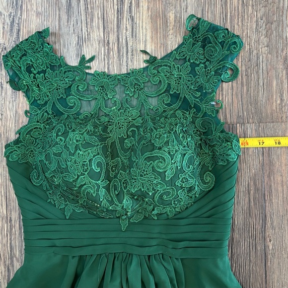 Emerald Green Lace Formal Bridesmaid Prom Dress Sz 9 Hi-Low Corset Built-in Bra - Picture 6 of 16
